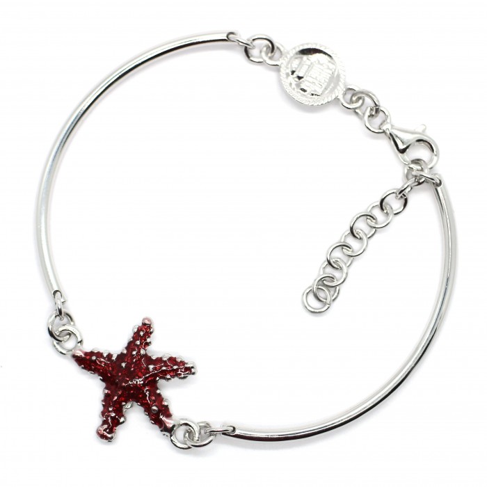 bracciale cerchi stella marina rodio